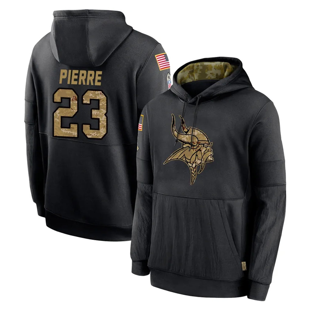 M.Vikings #23 James Pierre Player Black Salute to Service Hoodies Limited Game Odoa Stitched Jerseys