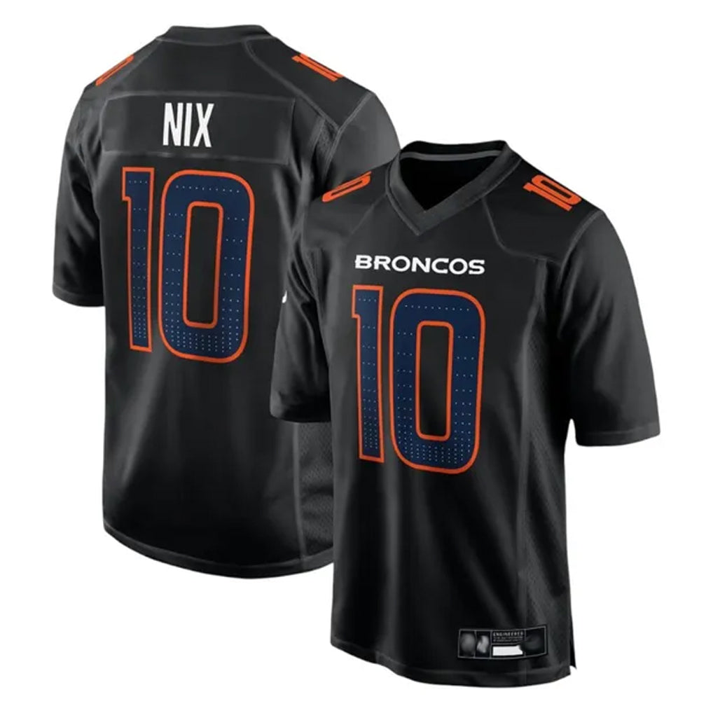 D.Broncos #10 Bo Nix Player Carbon Black Fashion Limited Game Odoa Stitched Jerseys
