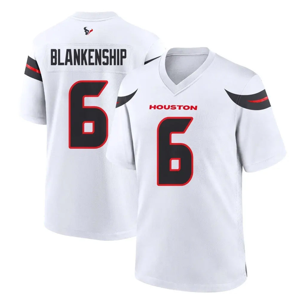 H.Texans #6 Reed Blankenship Player White Home Game Odoa Stitched Jerseys