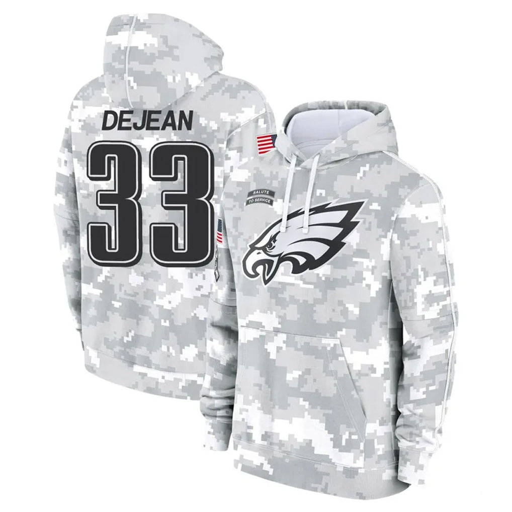 P.Eagles #33 Cooper DeJean Player Arctic Camo Salute to Service Pullover Hoodies Limited Game Odoa Stitched Jerseys