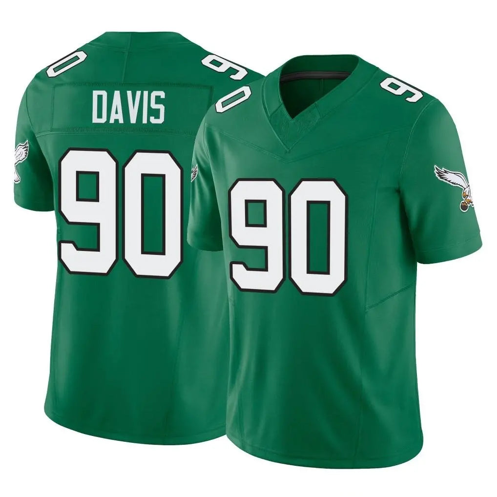 P.Eagles #90 Jordan Davis Player Green Kelly Alternate Vapor F.U.S.E. Home Game Odoa Stitched Jerseys