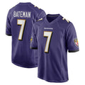 B.Ravens #7 Rashod Bateman Player Purple Home Game Odoa Stitched Jerseys