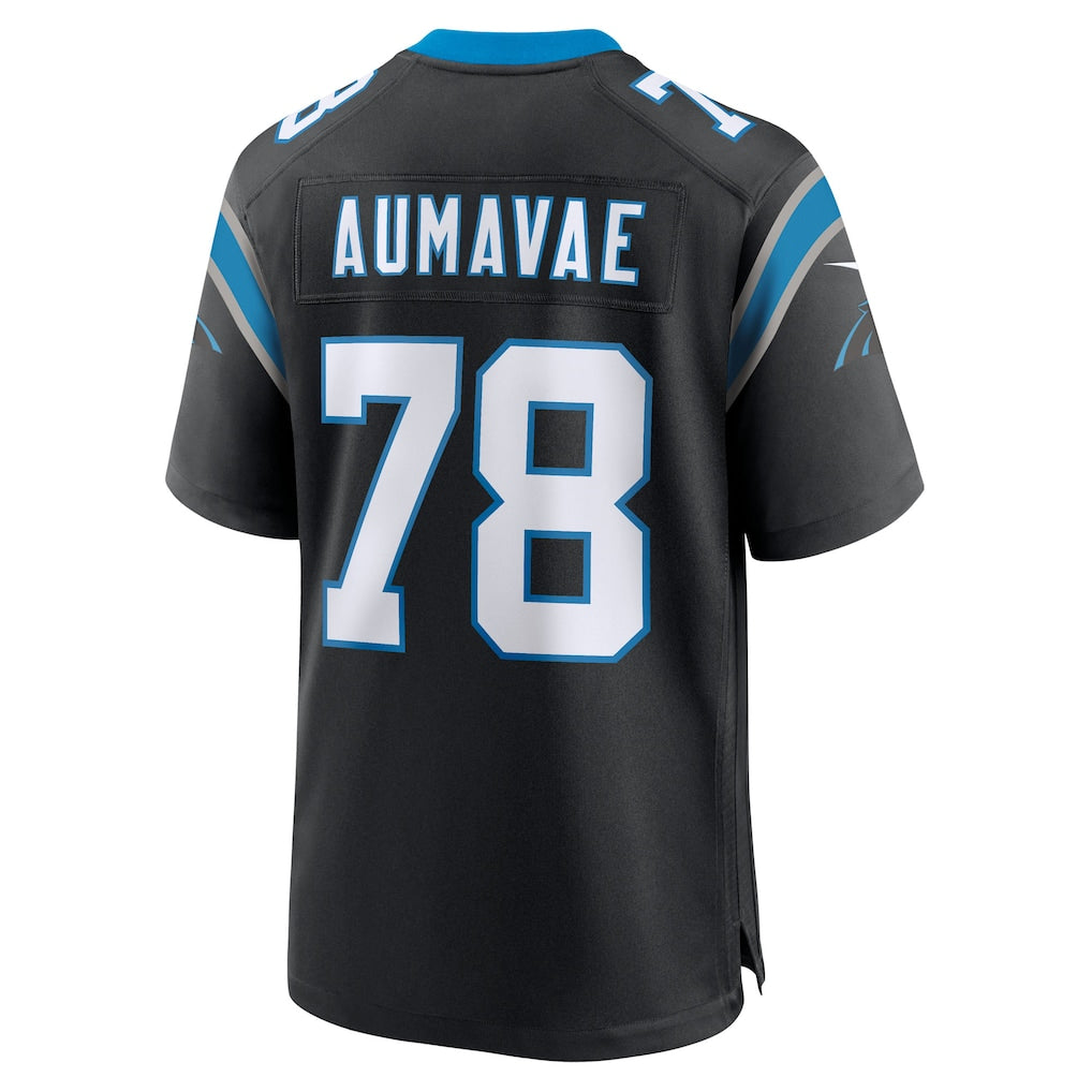 Odoa C.Panthers #78 Popo Aumavae Black Team Game Jersey