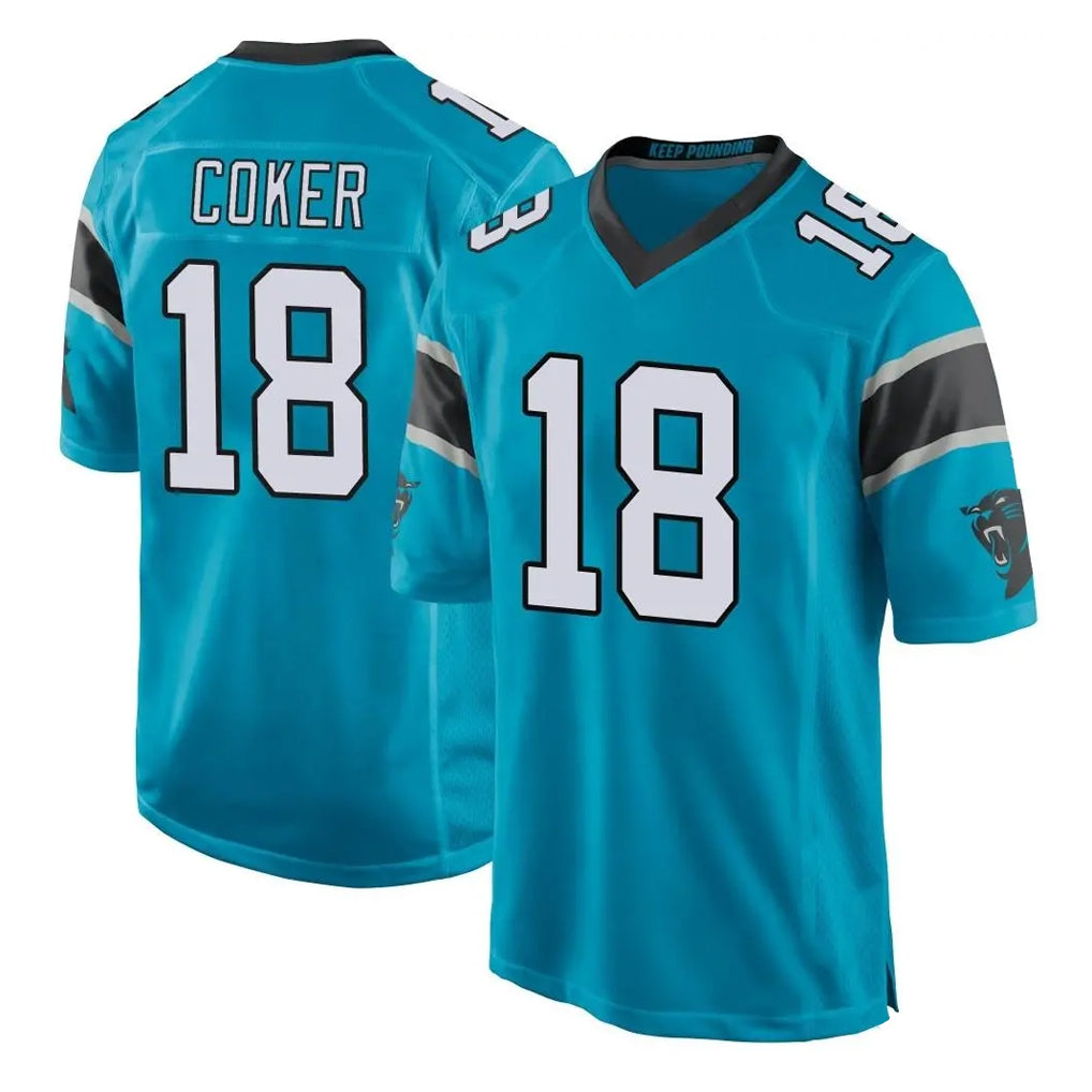 C.Panthers #18 Jalen Coker Player Blue Game Odoa Stitched Jerseys