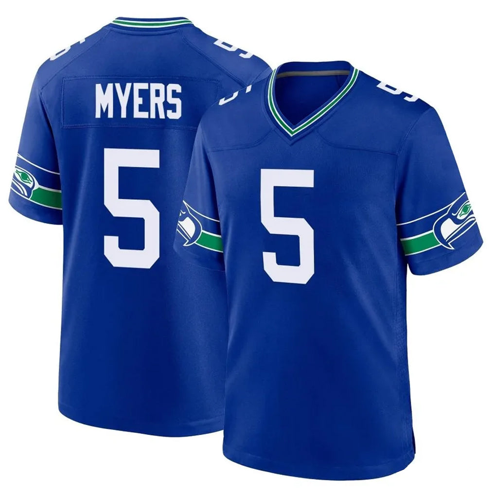 S.Seahawks #5 Jason Myers Player Royal Throwback Home Game Odoa Stitched Jerseys