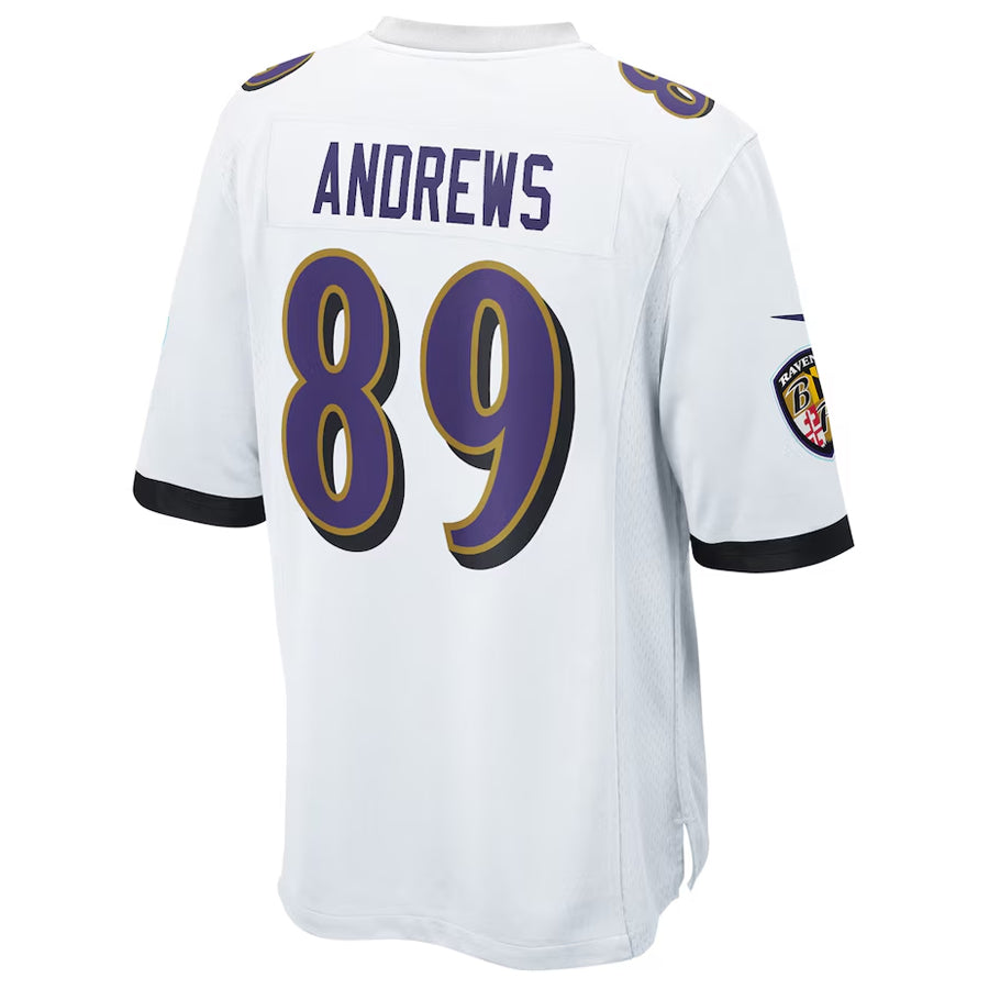 B.Ravens #89 Mark Andrews Player White Replica Game Odoa Stitched Jerseys