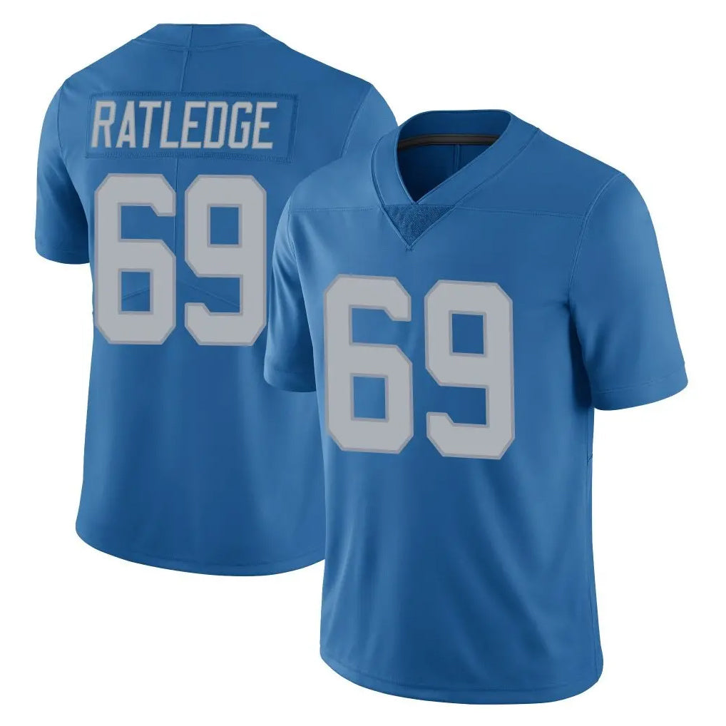 D.Lions #69 Tate Ratledge Player Blue Limited Throwback Vapor Untouchable Odoa Stitched Jerseys