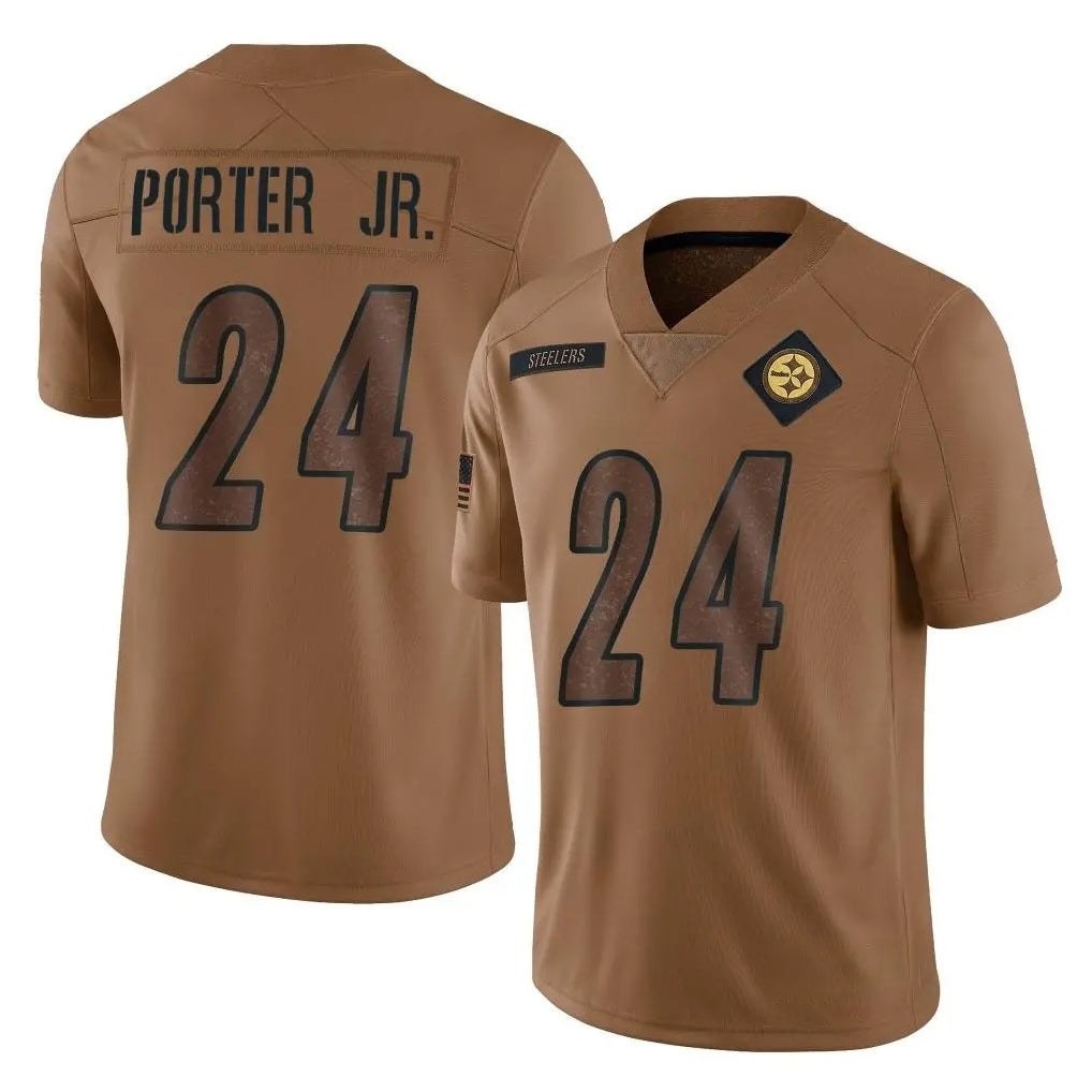 P.Steelers #24 Joey Porter Jr. Player Brown Limited Salute To Service Home Game Odoa Stitched Jerseys