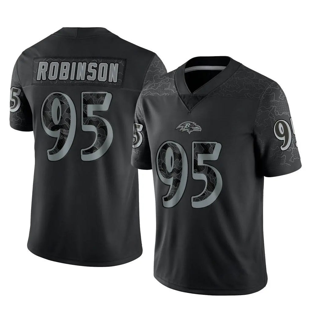 B.Ravens #95 Tavius Robinson Player Black REFLECTIVE Limited Odoa Stitched Jerseys