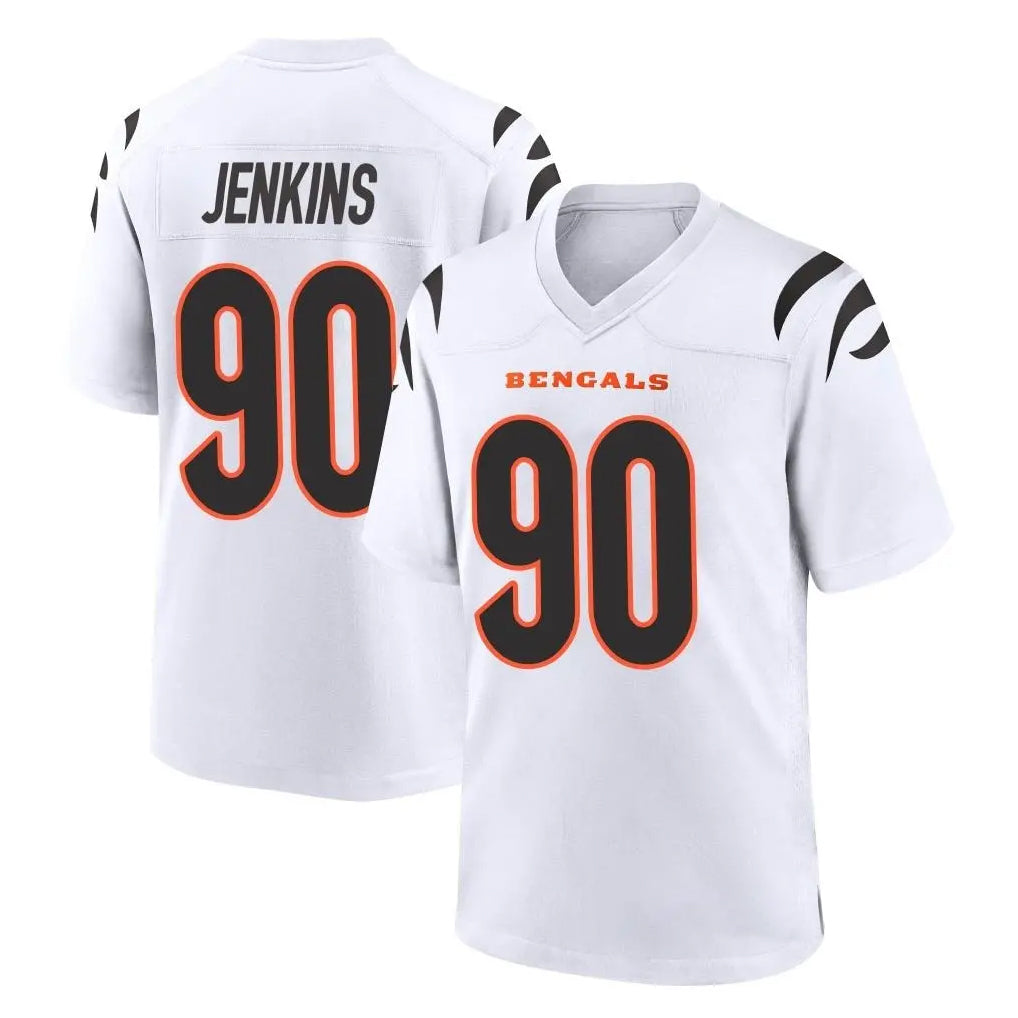 C.Bengals #90 Kris Jenkins Jr Player White Home Game Odoa Stitched Jerseys