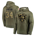 C.Bears #34 Walter Payton Player Olive Salute to Service Pullover Hoodies Home Game Odoa Stitched Jerseys