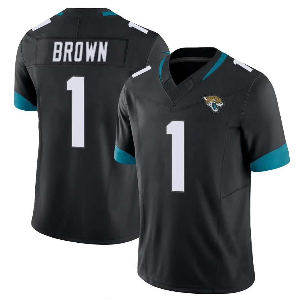 J.Jaguars #1 Montaric Brown Player Black Vapor F.U.S.E. Limited Home Game Odoa Stitched Jerseys