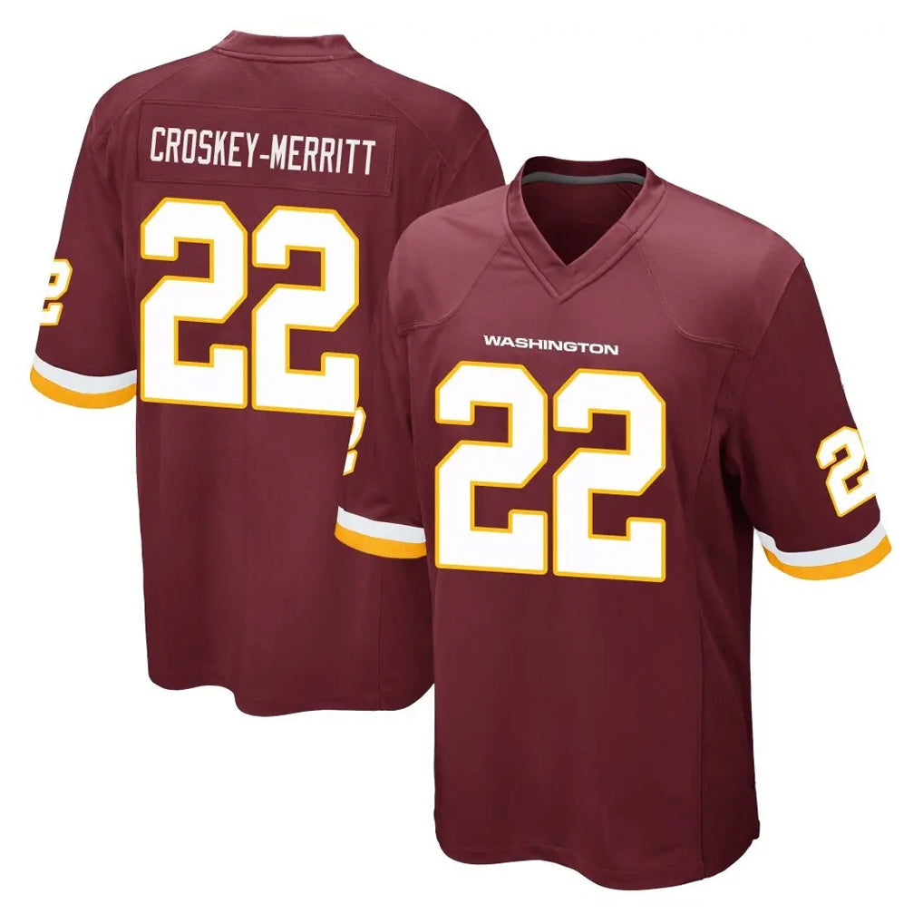W.Commanders #22 Jacory Croskey-Merritt Player Burgundy Team Color Home Game Odoa Stitched Jerseys