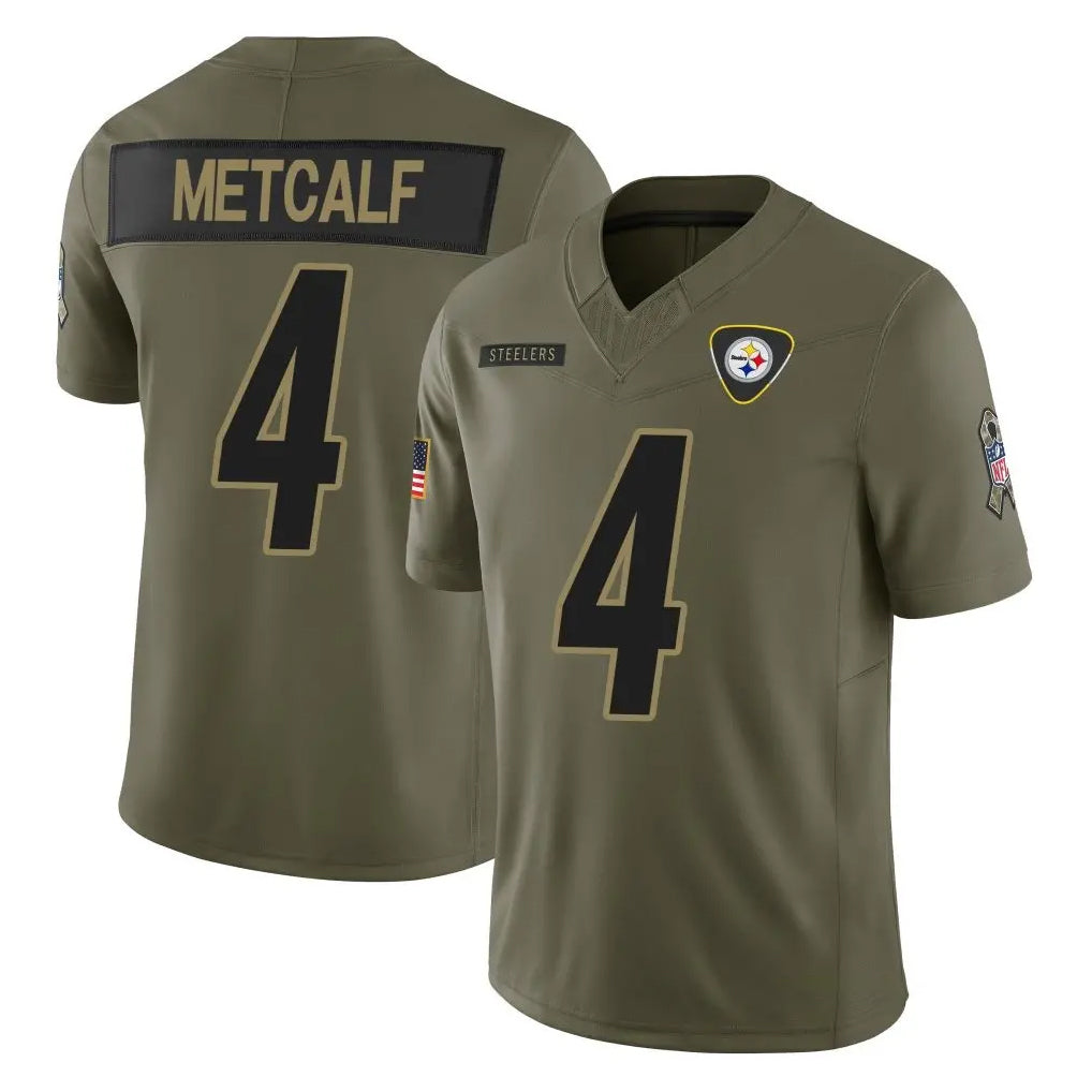 P.Steelers #4 DK Metcalf Player Olive 2025 Salute To Service Limited Home Game Odoa Stitched Jerseys