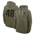NE.Patriots #48 Namdi Obiazor Player Olive Salute to Service Pullover Hoodies Limited Odoa Stitched Jerseys
