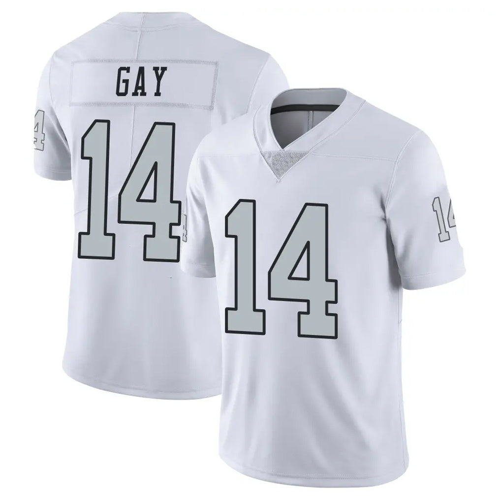 LV.Raiders #14 Matt Gay Player White Limited Color Rush Home Game Odoa Stitched Jerseys