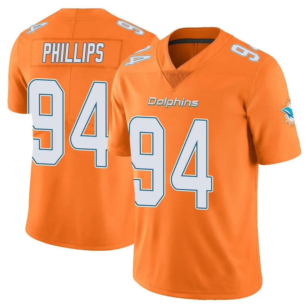 M.Dolphins #94 Jordan Phillips Player Orange Limited Home Game Odoa Stitched Jerseys