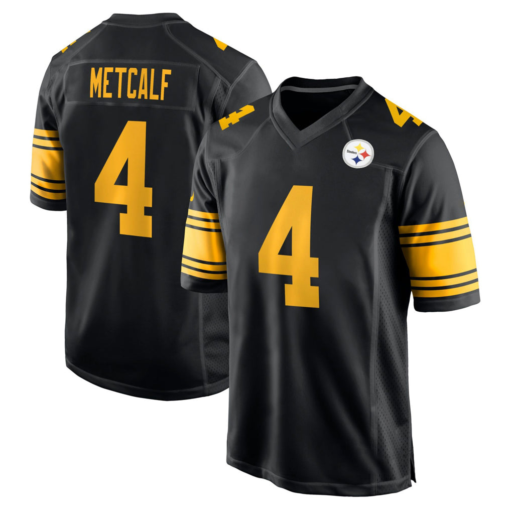 P.Steelers #4 DK Metcalf Player Black Color Rush Home Game Odoa Stitched Jerseys