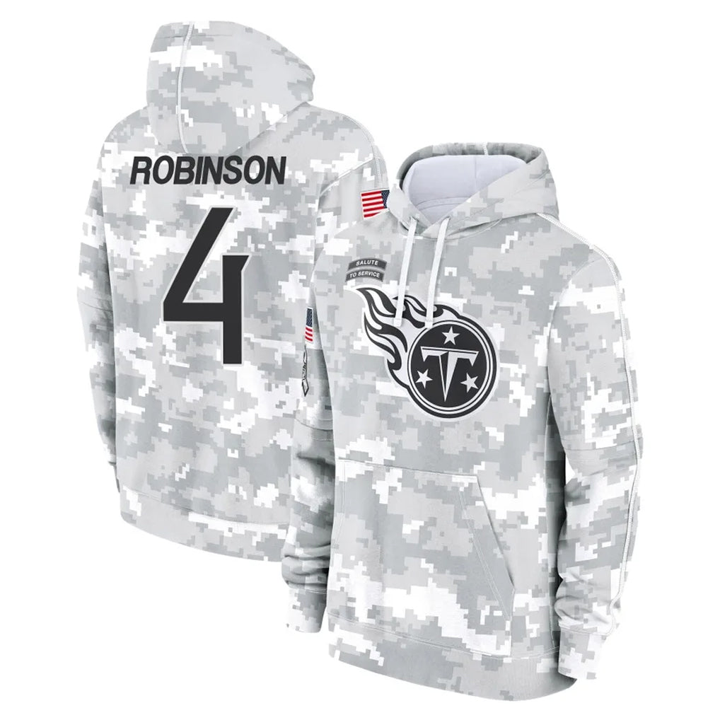T.Titans #4 Wan'Dale Robinson Player Camo Arctic Salute to Service Pullover Hoodies Home Game Odoa Stitched Jerseys