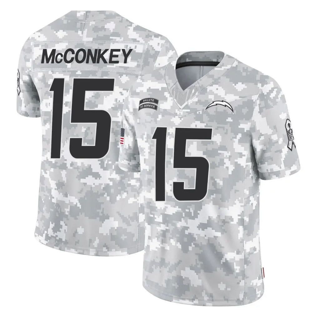 LA.Chargers #15 Ladd McConkey Player Arctic Camo Salute To Service Limited Game Odoa Stitched Jerseys