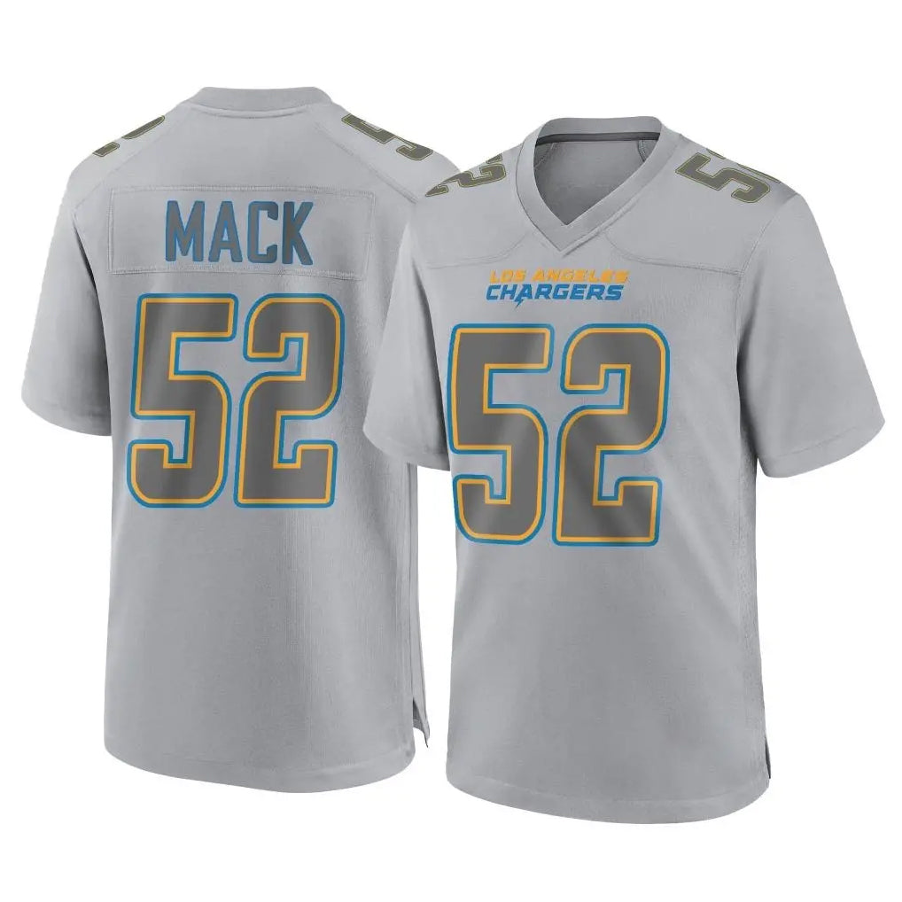 LA.Chargers #52 Khalil Mack Player Gray Atmosphere Fashion Home Game Odoa Stitched Jerseys
