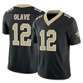 NO.Saints #12 Chris Olave Player Black Limited Vapor F.U.S.E. Home Game Odoa Stitched Jerseys