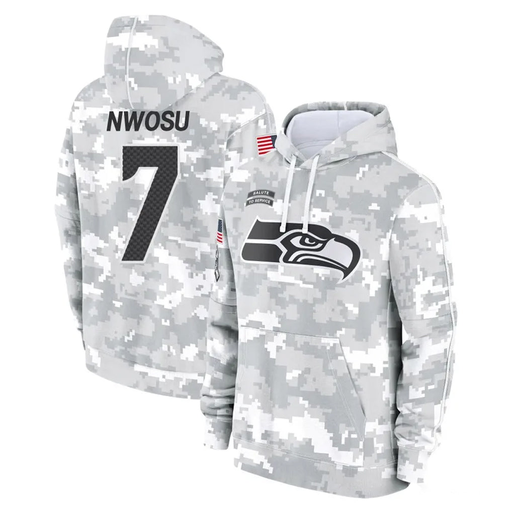S.Seahawks #7 Uchenna Nwosu Player Arctic Camo Limited Salute to Service Pullover Hoodies Game Odoa Stitched Jerseys