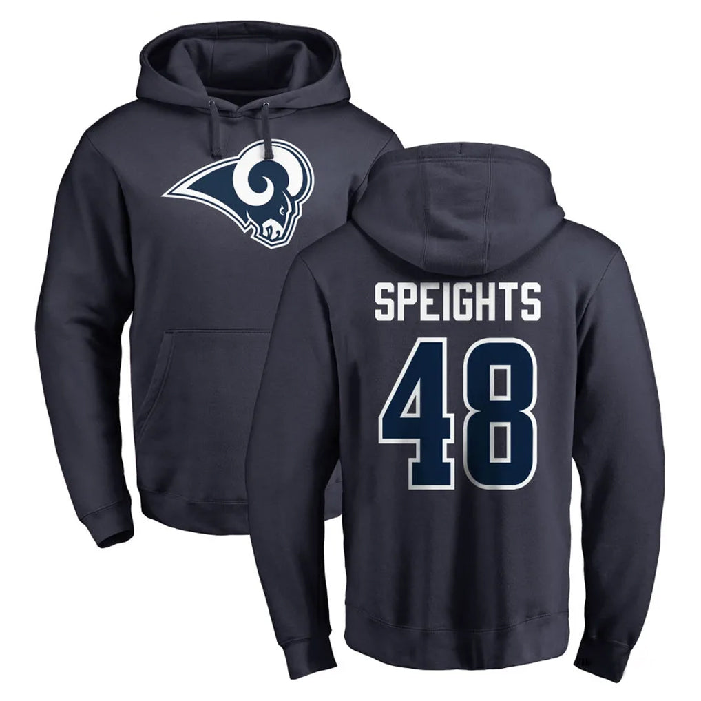 LA.Rams #48 Omar Speights Player Navy Pullover Hoodie Limited Game Odoa Stitched Jerseys