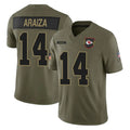 KC.Chiefs #14 Matt Araiza Player Olive 2025 Salute To Service Limited Game Odoa Stitched Jerseys