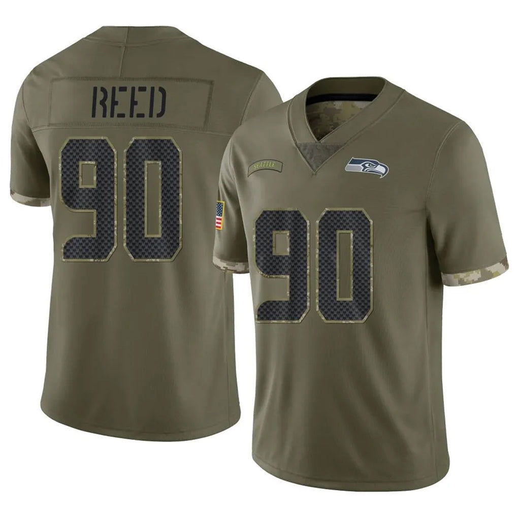 S.Seahawks #90 Jarran Reed Player Olive Limited Salute To Service Home Game Odoa Stitched Jerseys