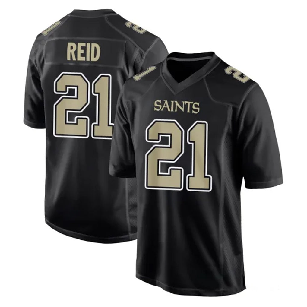 NO.Saints #21 Justin Reid Player Black Carbon Fashion Home Game Odoa Stitched Jerseys