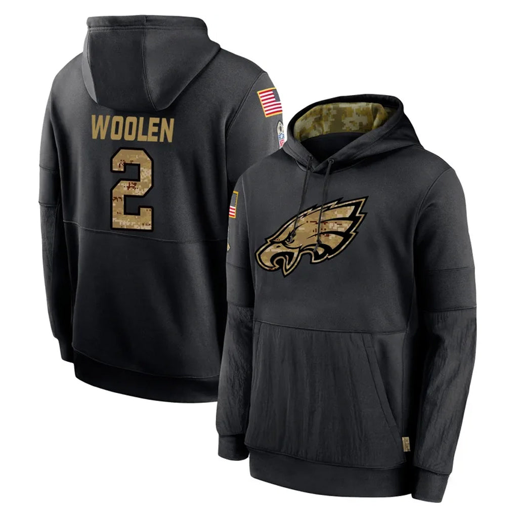 P.Eagles #2 Riq Woolen Player Black Salute to Service Hoodies Limited Game Odoa Stitched Jerseys