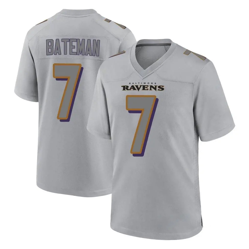 B.Ravens #7 Rashod Bateman Player Gray Color Rush Vapor Untouchable Game Odoa Stitched Jerseys