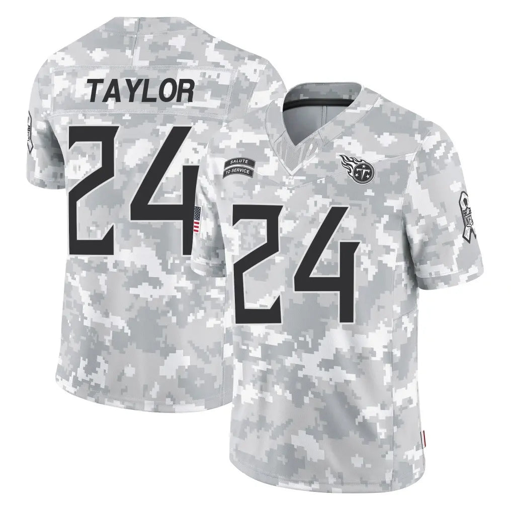 T.Titans #24 Alontae Taylor Player Arctic Camo Limited Salute to Service Home Game Odoa Stitched Jerseys