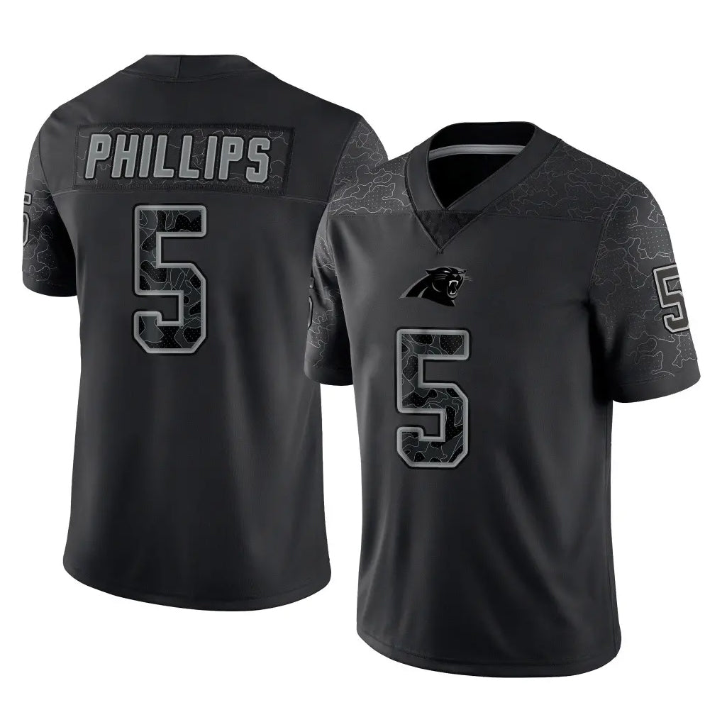 C.Panthers #5 Jaelan Phillips Player Black Limited Reflective Game Odoa Stitched Jerseys