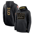 NY.Giants #6 Jaxson Dart Player Black Salute to Service Hoodies Limited Game Odoa Stitched Jerseys