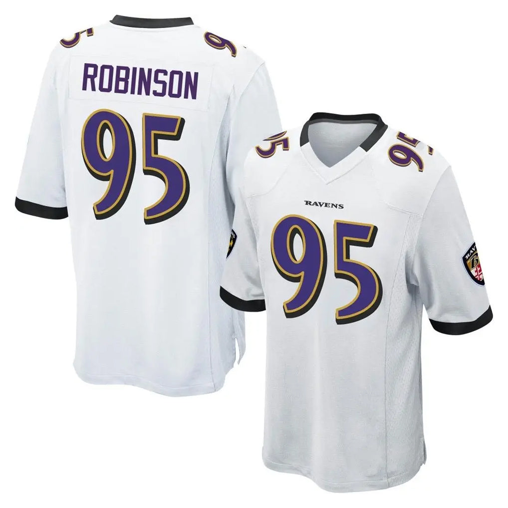 B.Ravens #95 Tavius Robinson Player White Home Game Odoa Stitched Jerseys