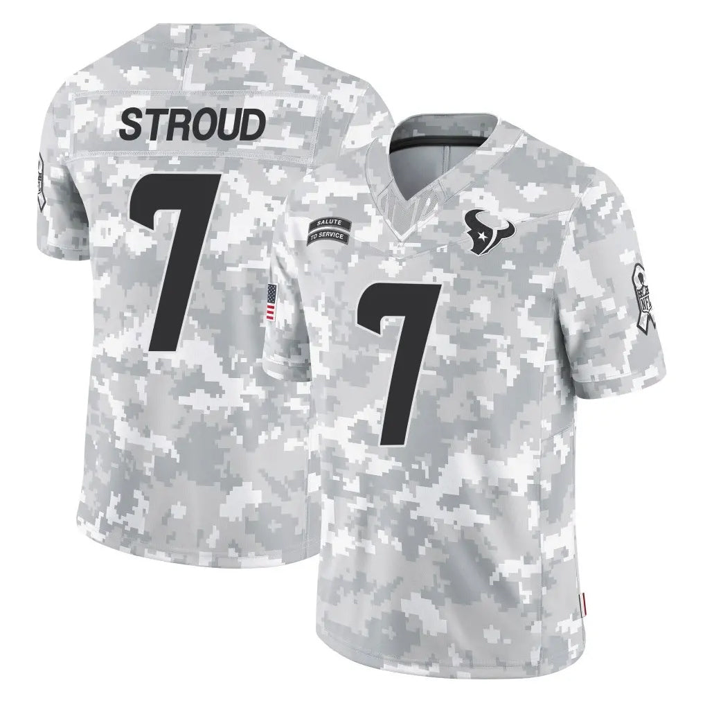 H.Texans #7 CJ Stroud Player Arctic Camo Salute To Service Limited Game Odoa Stitched Jerseys