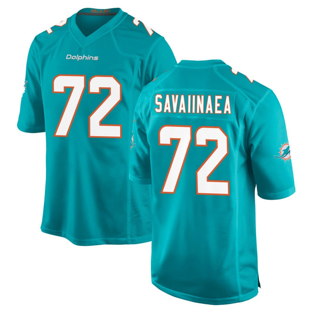 M.Dolphins #72 Jonah Savaiinaea Player Aqua Home Game Odoa Stitched Jerseys