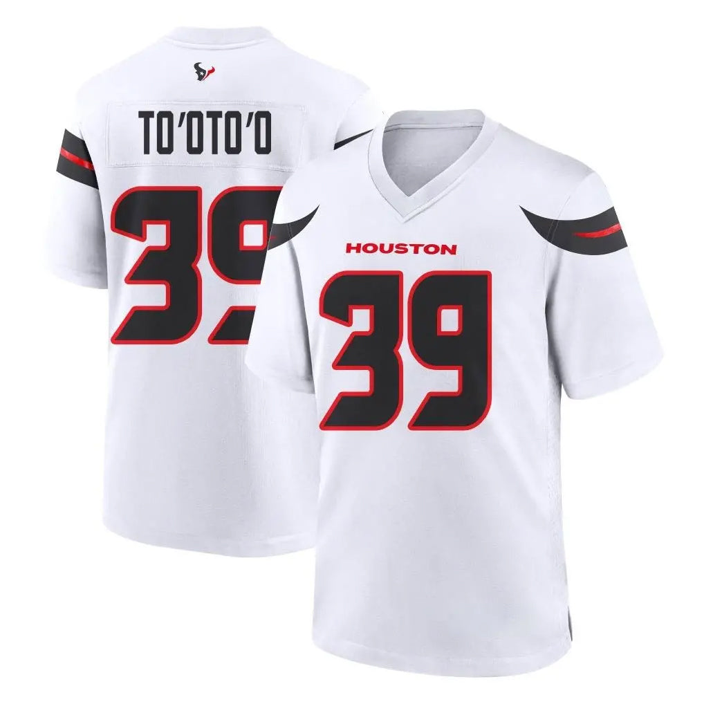H.Texans #39 Henry To'oTo'o Player White Home Game Odoa Stitched Jerseys