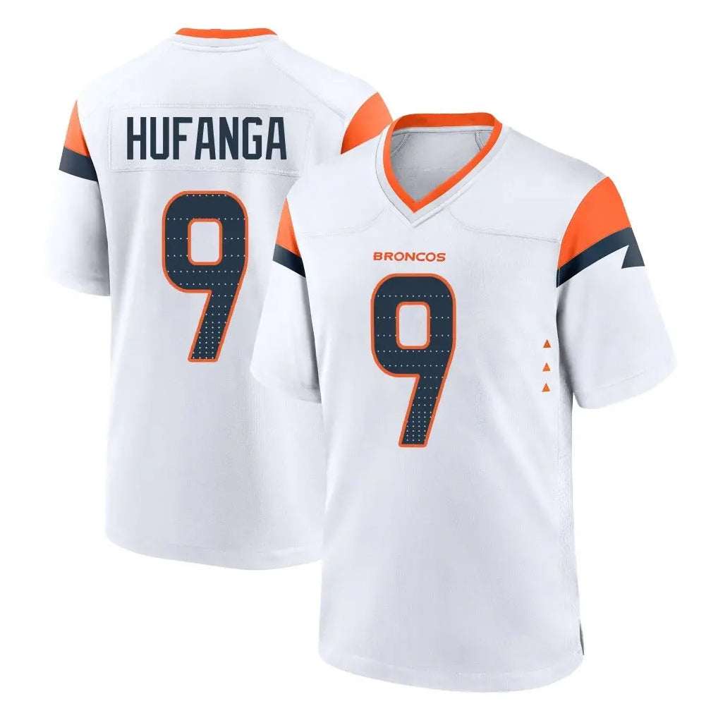 D.Broncos #9 Talanoa Hufanga Player White Home Game Odoa Stitched Jerseys