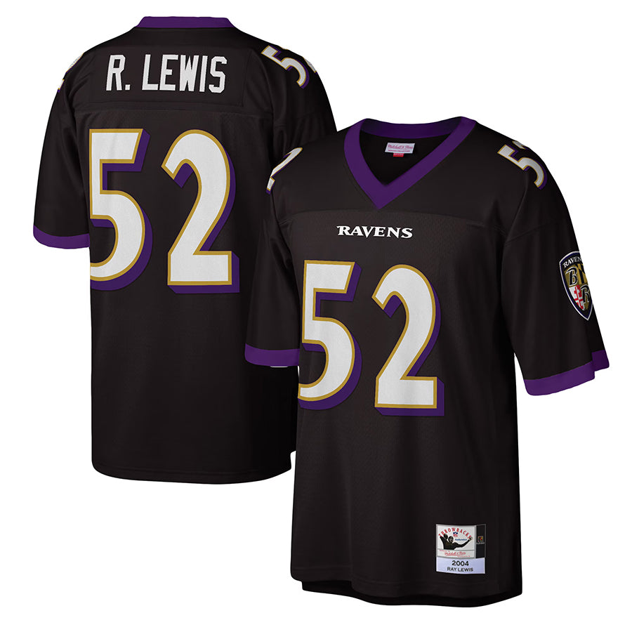 B.Ravens #52 Ray Lewis Player Black Mitchell and Ness Legacy Odoa Stitched Jerseys