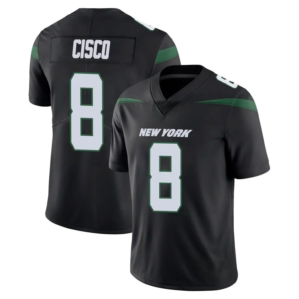 NY.Jets #8 Andre Cisco Player Stealth Black Limited Vapor Home Game Odoa Stitched Jerseys
