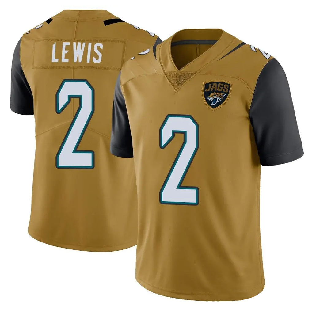 J.Jaguars #2 Jourdan Lewis Player Gold Vapor Limited Home Game Odoa Stitched Jerseys