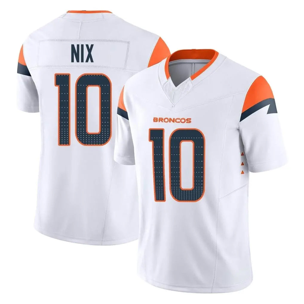 D.Broncos #10 Bo Nix Player White Limited Vapor F.U.S.E. Home Game Odoa Stitched Jerseys