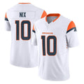 D.Broncos #10 Bo Nix Player White Limited Vapor F.U.S.E. Home Game Odoa Stitched Jerseys