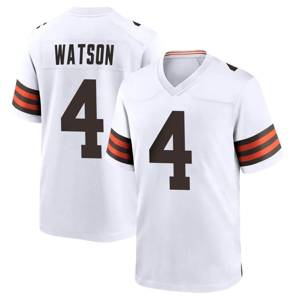 C.Browns #4 Deshaun Watson Player White Home Game Odoa Stitched Jerseys