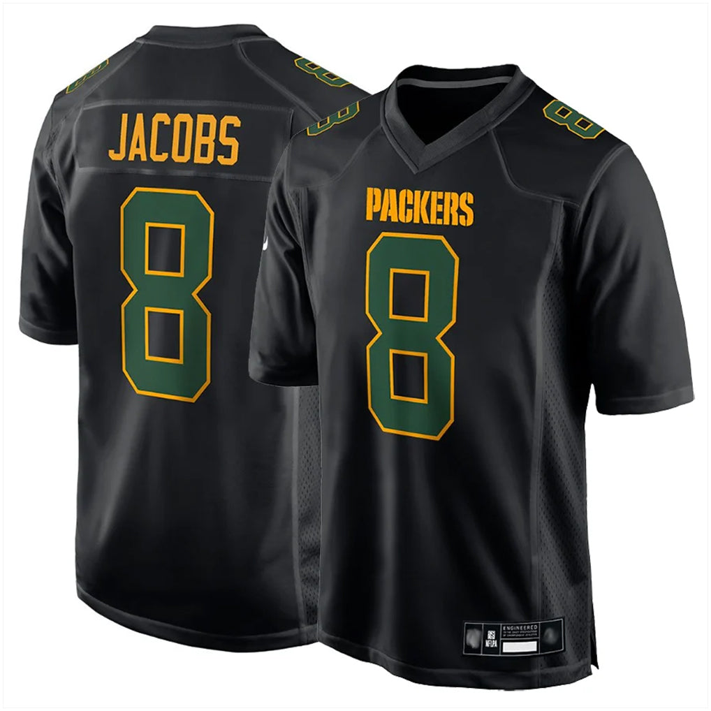 GB.Packers #8 Josh Jacobs Player Black Fashion Home Game Odoa Stitched Jerseys