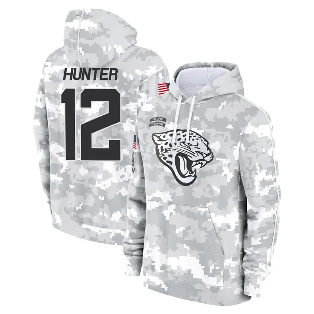 J.Jaguars #12 Travis Hunter Player Arctic Camo Salute to Service Hoodies Limited Game Odoa Stitched Jerseys