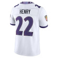 B.Ravens #22 Derrick Henry Player White Limited Elite Home Game Odoa Stitched Jerseys